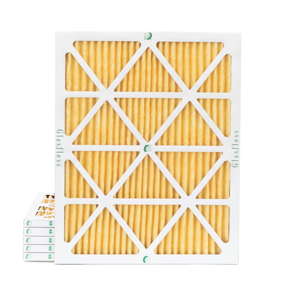 6 Pack of 18x20x1 MERV 11 Pleated Air Filters by Glasfloss. Actual Size: 17-1/2 x 19-1/2 x 7/8