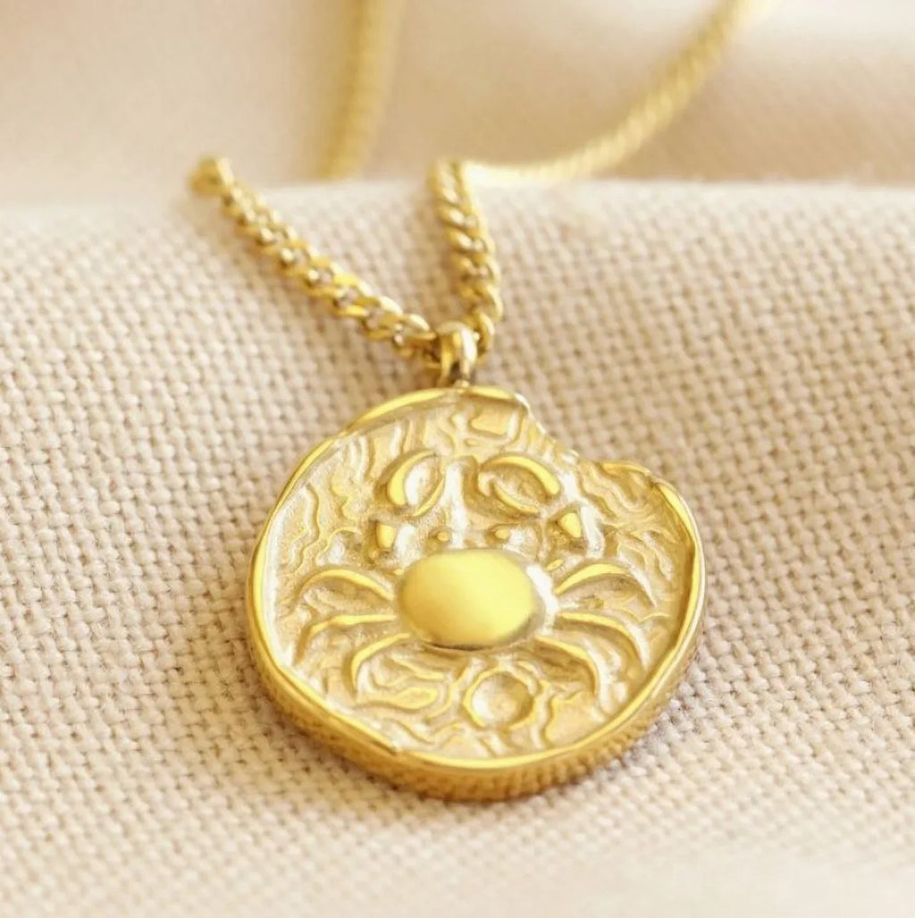 Blue Box Boutique Inc Gold Stainless Steel Cancer Zodiac Pendant Necklace for Women, Teens | Horoscope, Birthday Gift