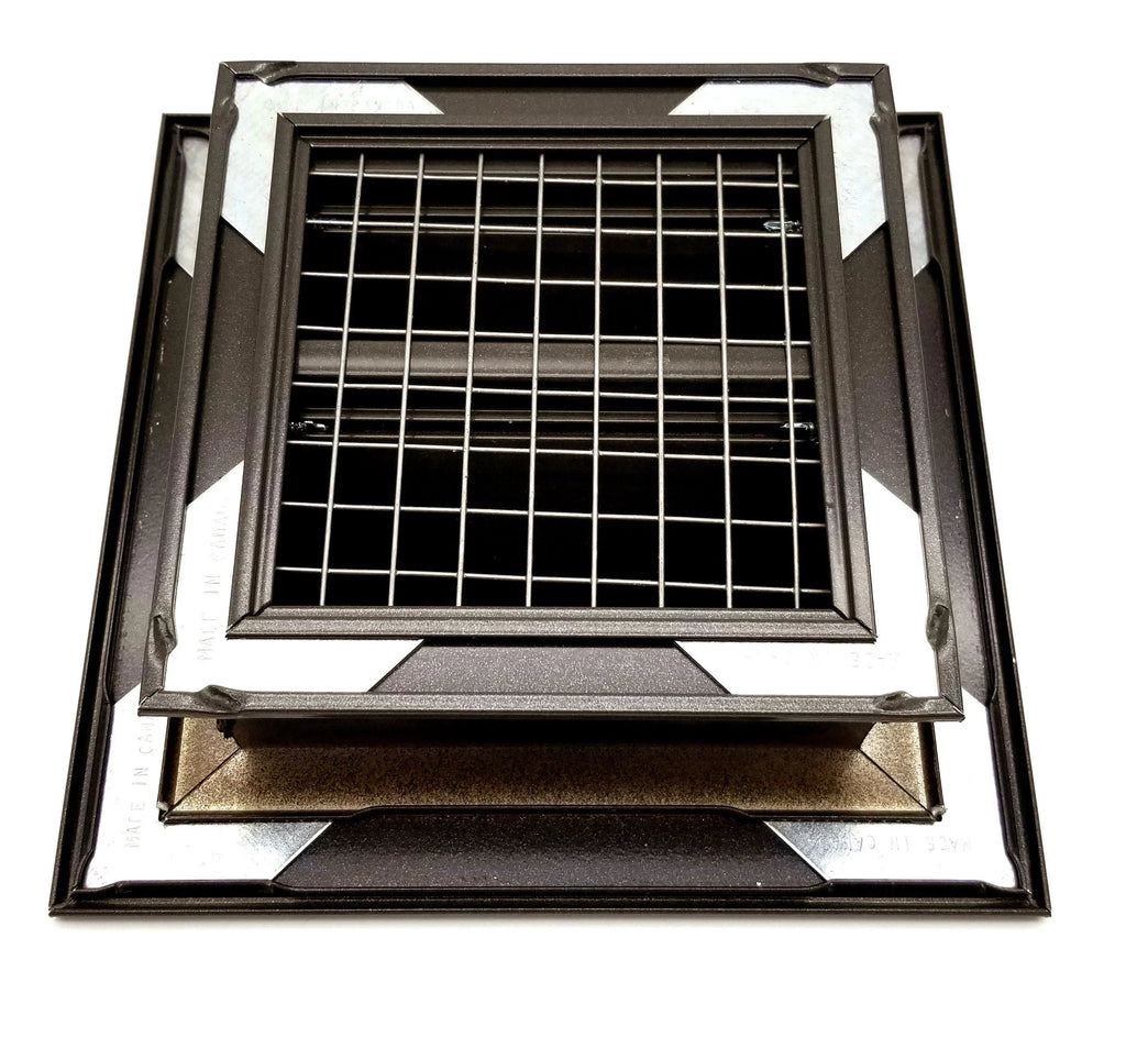 16"w X 8"h Crawl Space Aluminum Exterior Vent for Walls & Crawlspace - Rain & Waterproof Air Vent with Screen Mesh - HVAC Grille - Brown Outer Dimensions 17.5w x 9.5h