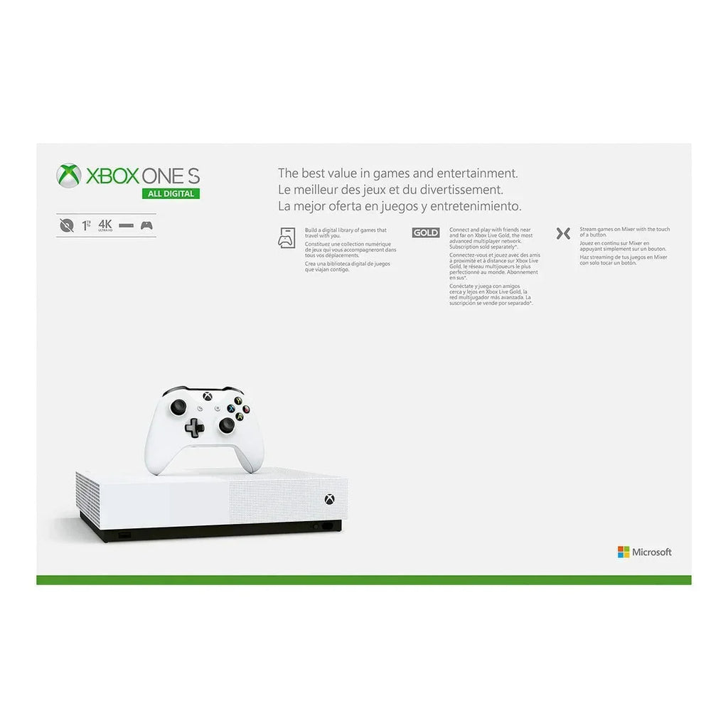 Used Xbox One S All Digital Edition with Xbox One Wireless Controller 1TB (Disc-free gaming) - US/Canada - White
