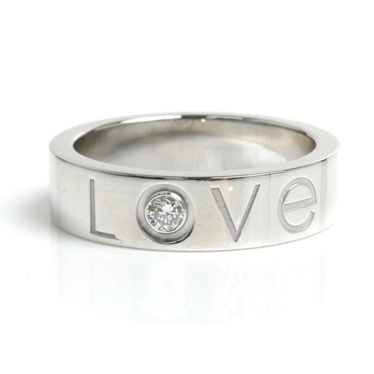 Pre-Owned CARTIER Cartier K18WG White Gold Love Ring 1P Diamond 14.5 Size 55 9.8g 2006 Limited Edition Women's (Good)