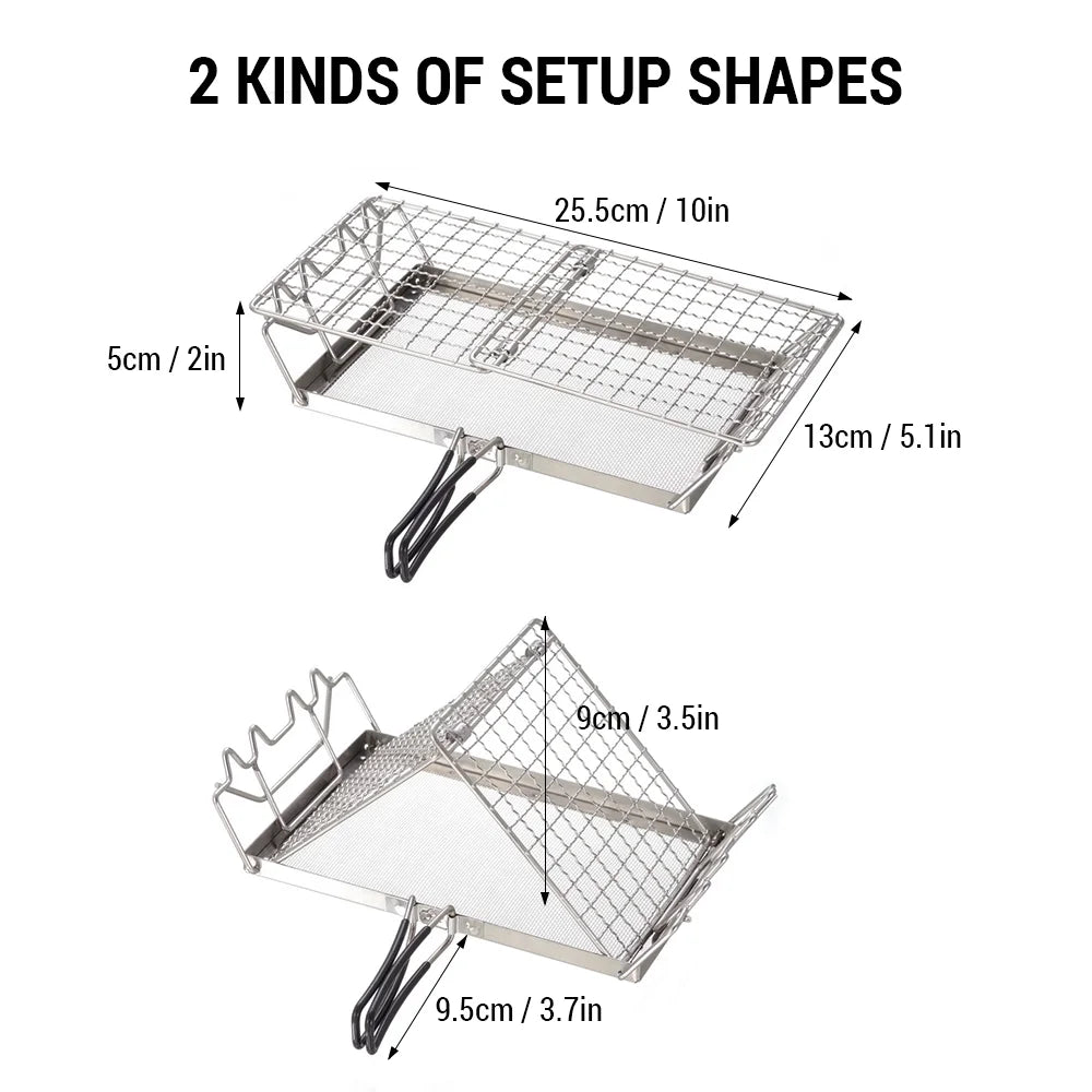 Stainless Steel Folding Camp Stove Toaster Rack - Ideal Bread Toaster for Camping, Backpacking, and Picnics
