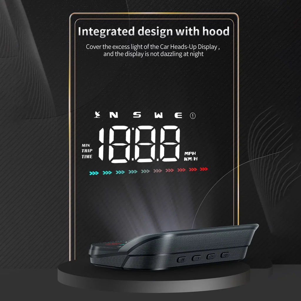 Apexeon Heads-Up Display GPS Speedometer for Car, Digital Speed & Direction, Travel Time, Distance, Ambient Light, Over-Speed Alert