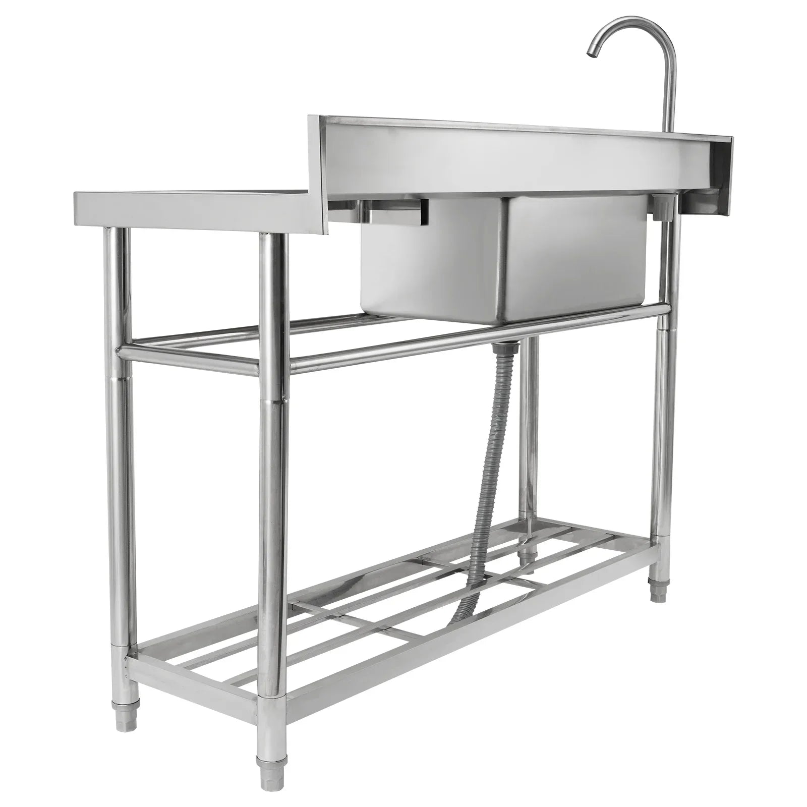 BENTISM Stainless Steel Utility Sink Single Bowl w/Workbench 39.4 x 19.1 x 37.4 in