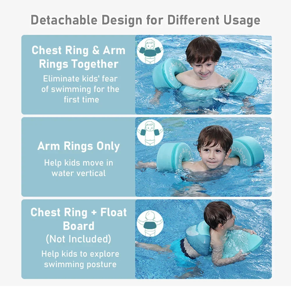 Mambobaby Mambobaby 3-in-1 Non-inflatable Kids Swim Vest  Jackets for Kids Boys Girls Swim Vest with Detachable Chest & Arm Rings for Age 3-6 Years Kids