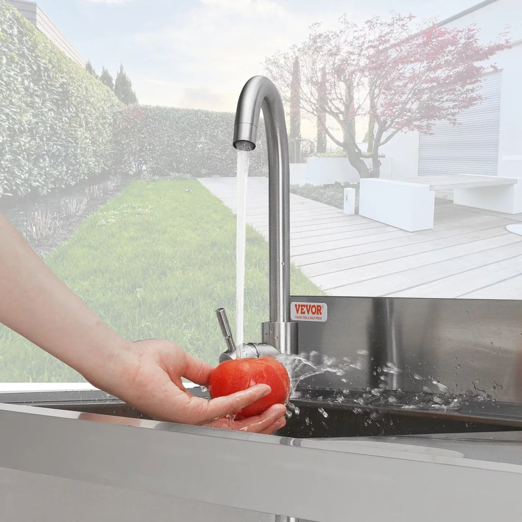 BENTISM Stainless Steel Utility Sink Single Bowl w/Workbench 39.4 x 19.1 x 37.4 in