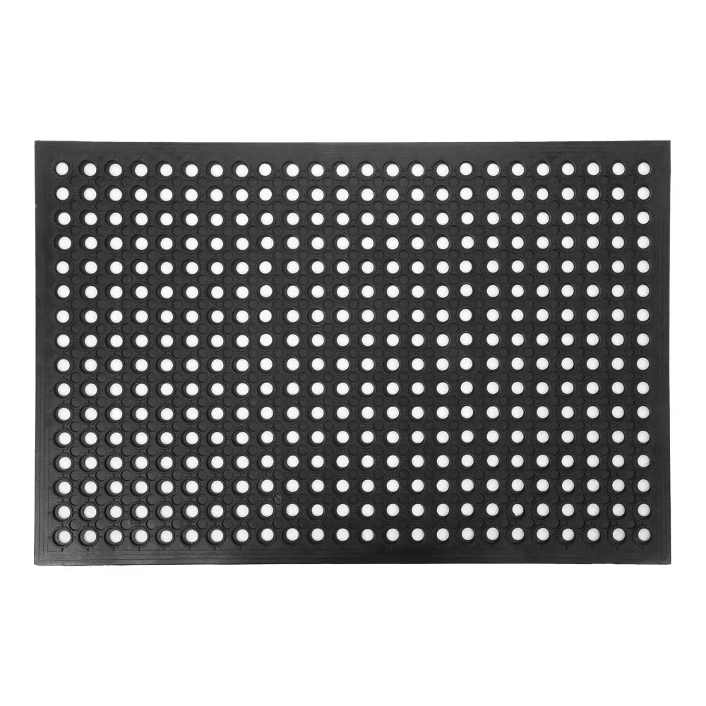 Heavy Duty Large Non-Slip Mat Bar Kitchen Industrial Multi-Functional Anti-Fatigue Drainage Rubber Non-Slip Hexagonal Mat Black 60*90cm