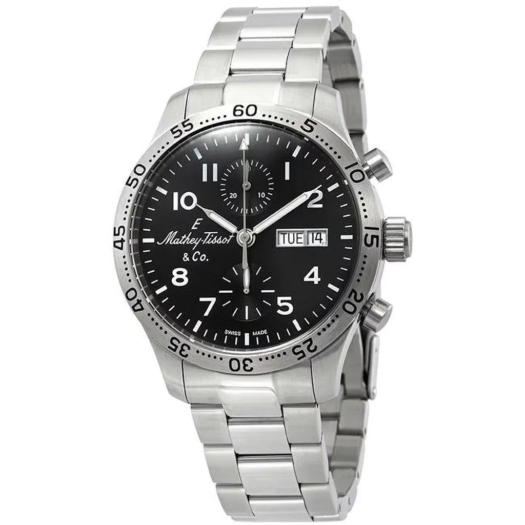 Mathey-Tissot Type 21 Chrono Automatic Chronograph Black Dial Men's Watch H1821CHATNG