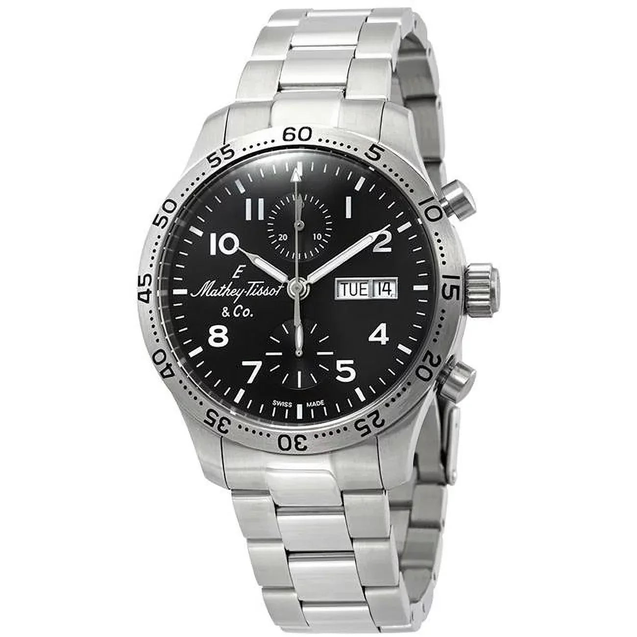 Mathey-Tissot Type 21 Chrono Automatic Chronograph Black Dial Men's Watch H1821CHATNG
