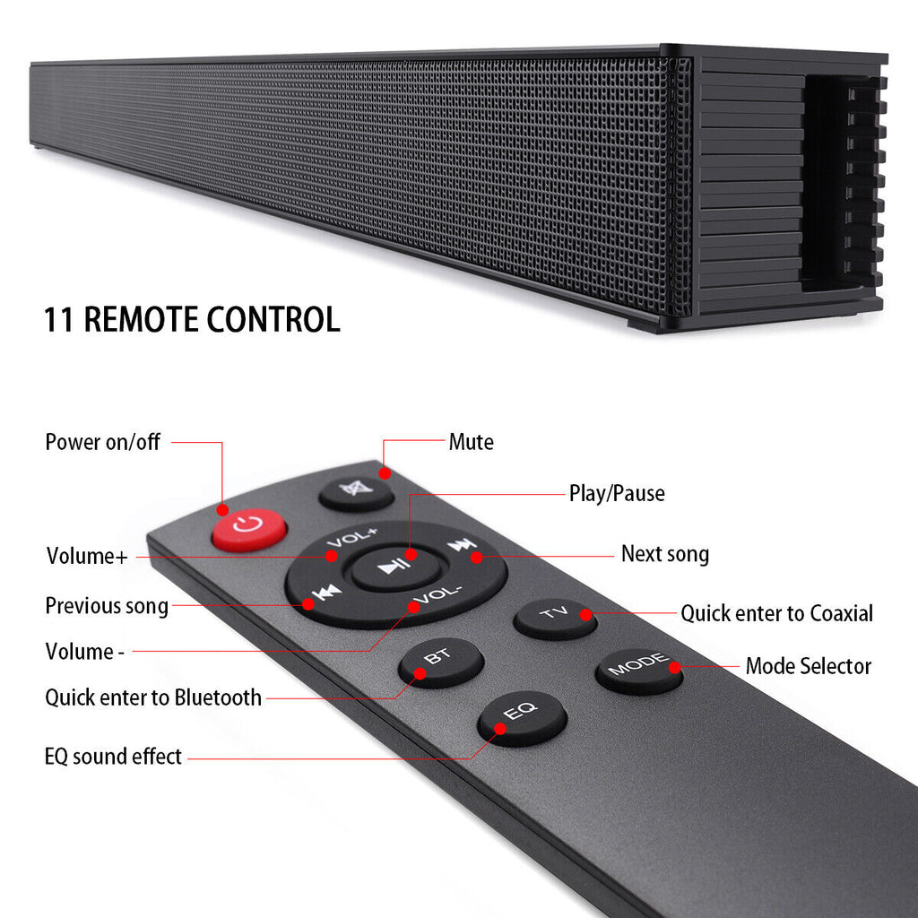 CJC Sound Bars for TV PC Gaming Monitor Sound Bar with Bluetooth 5.0/HDMI ARC/AUX/USB Bass Adjustable Wall Mountable