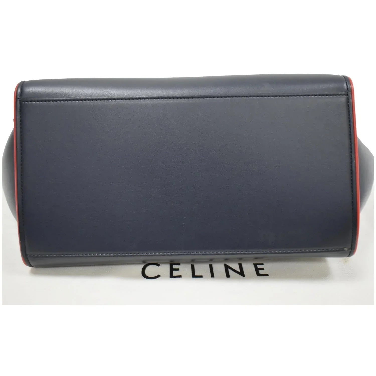 Pre-owned CELINE Trapeze Small 2way Leather Tote Shoulder Bag Blue