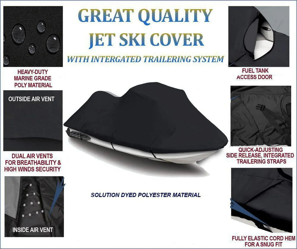 BLACK PWC 600D JET SKI Cover Compatible for Sea Doo Sea-Doo Bombardier GTI SE 155 2011 2012 2013 2014 2015 2016 2017 2018 2019