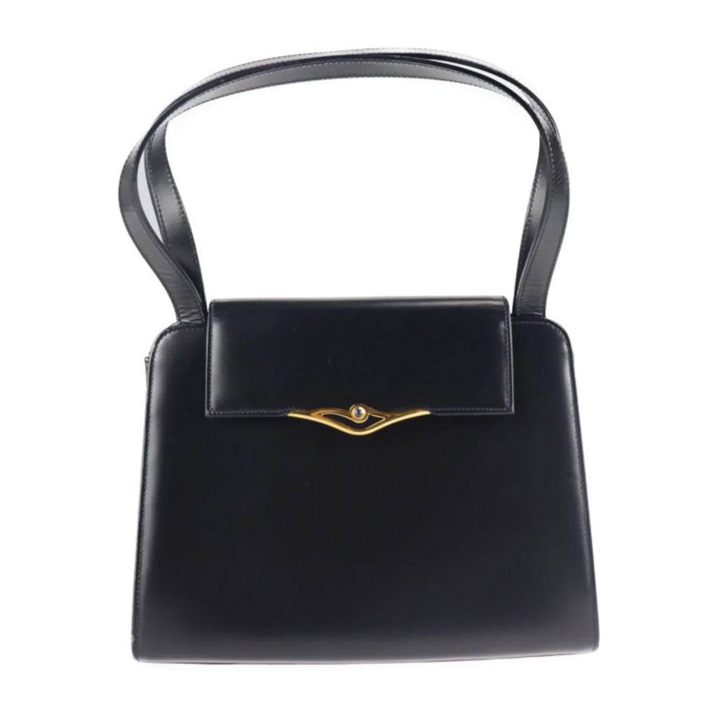 Pre-Owned CARTIER Cartier sapphire line handbag calf dark navy mini bag (Good)