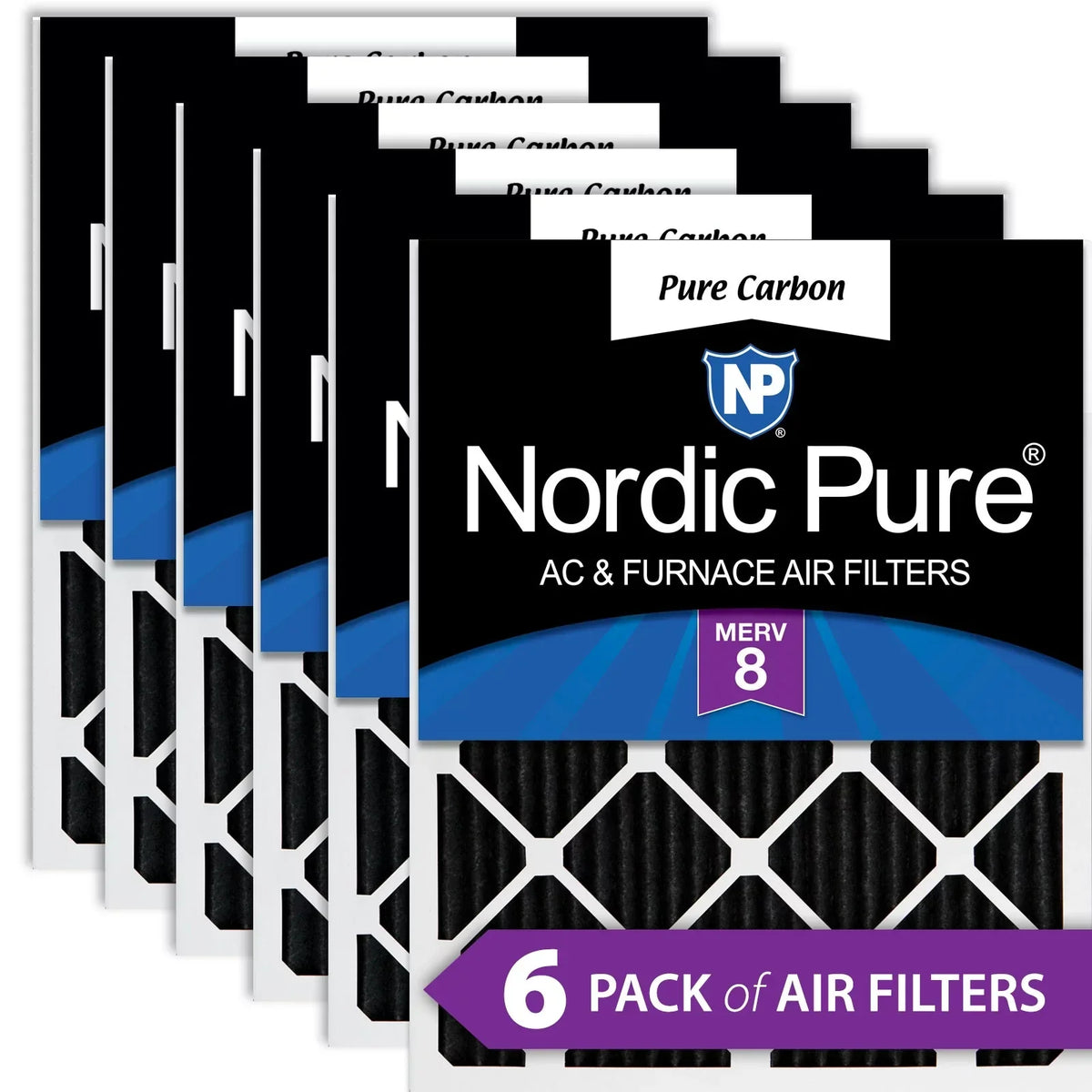 18x30x1 (17_3/4x29_3/4) Pure Carbon Odor Reduction Furnace Air Filters 6 Pack