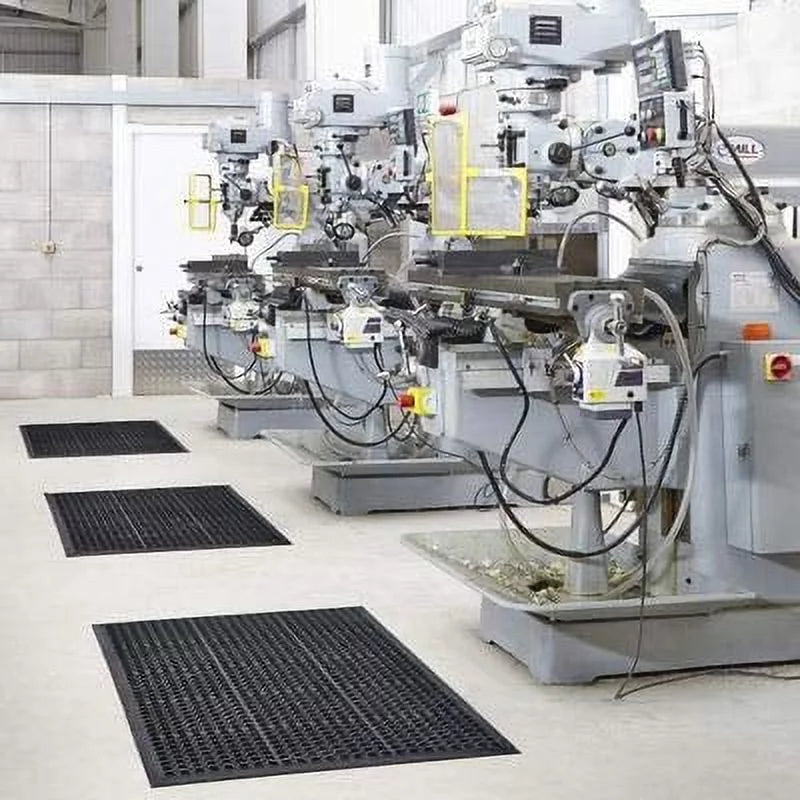 Heavy Duty Large Non-Slip Mat Bar Kitchen Industrial Multi-Functional Anti-Fatigue Drainage Rubber Non-Slip Hexagonal Mat Black 60*90cm