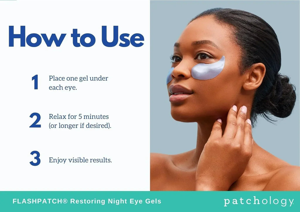 Patchology FlashPatch Restoring Night Under Eye Gels Eye Masks, 30 Count