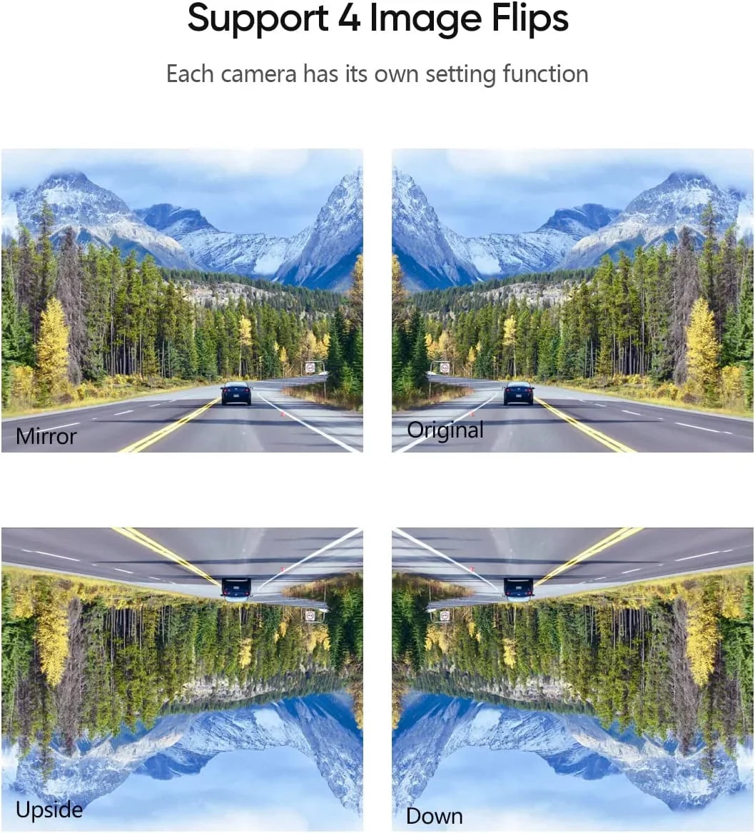 Foxpark Solar RV Backup Camera Reverse Camera with Dual Camera for Campervans, 1080P Rear View Back Up Dual Camera System for Five-Wheeled Trailer Motorhome