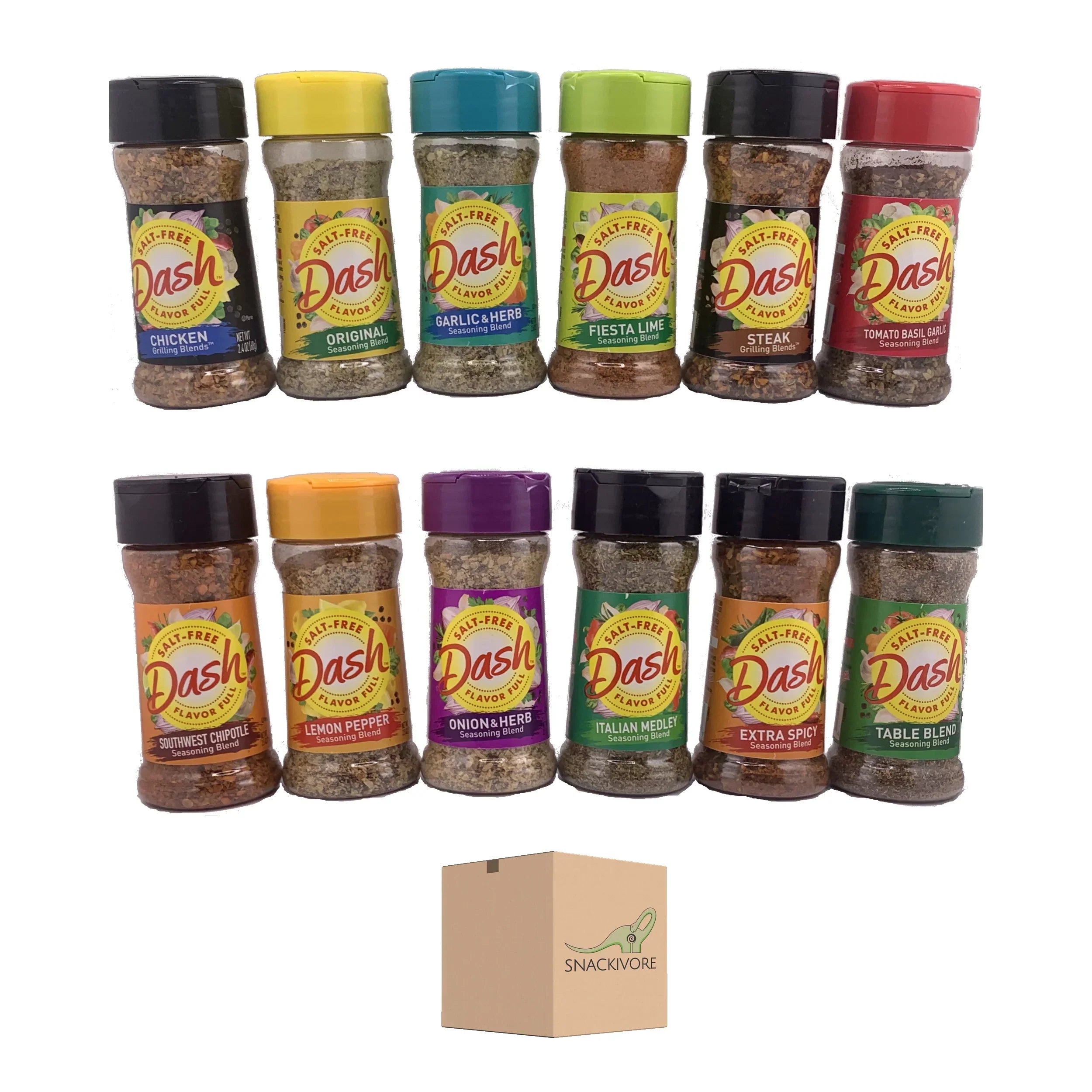 Mrs Dash Seasoning Salt Free Variety 12 Pack by Snackivore. 1 Bottle Each of 12 Different Flavors.