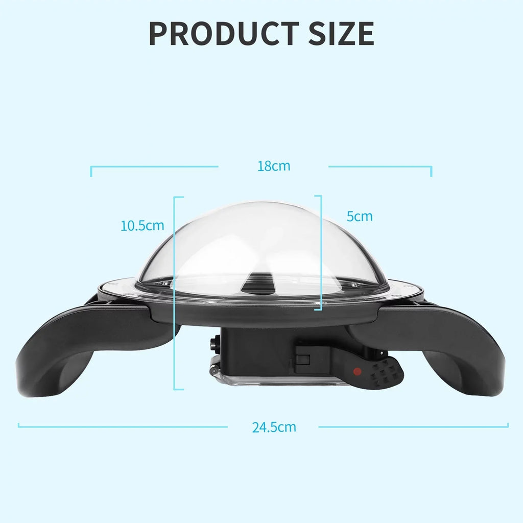 Waterproof Dome Port Case for  9 Black and  10SHOOT XTGP559, Dual Handle, 45m Waterproof, 180° Wide Angle