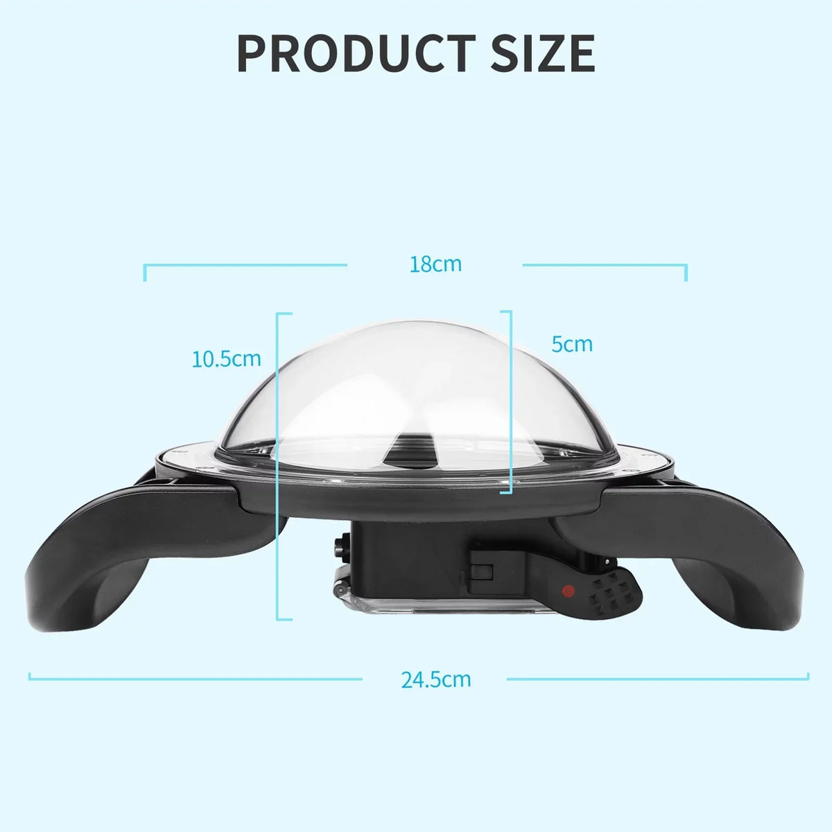 Waterproof Dome Port Case for  9 Black and  10SHOOT XTGP559, Dual Handle, 45m Waterproof, 180° Wide Angle