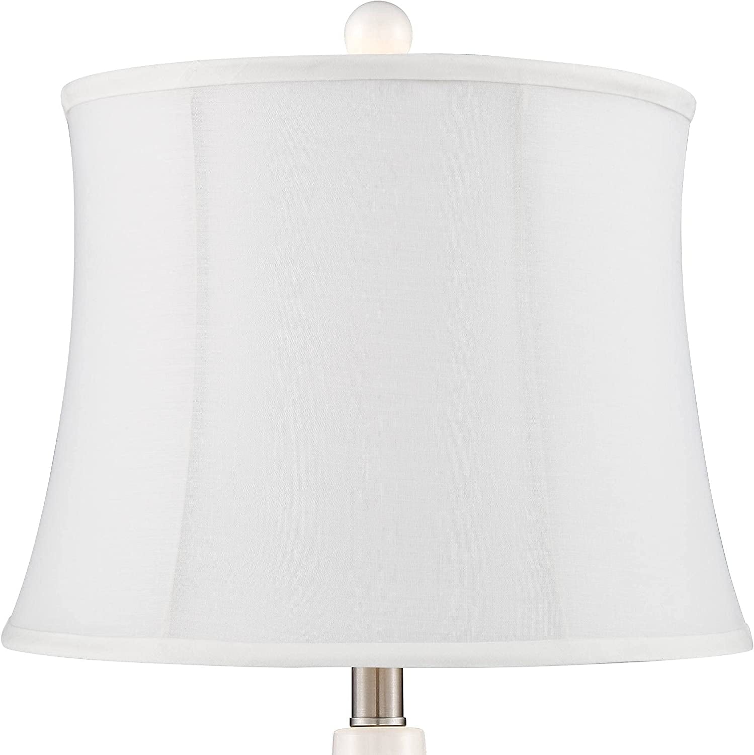 TJUNBOLIFE Lighting Jane Modern Table Lamps 25" Tall  White Ceramic Double Gourd Softback Fabric Tapered Drum Shade for Bedroom Living Room House Home Bedside Nightstand Office Entryw