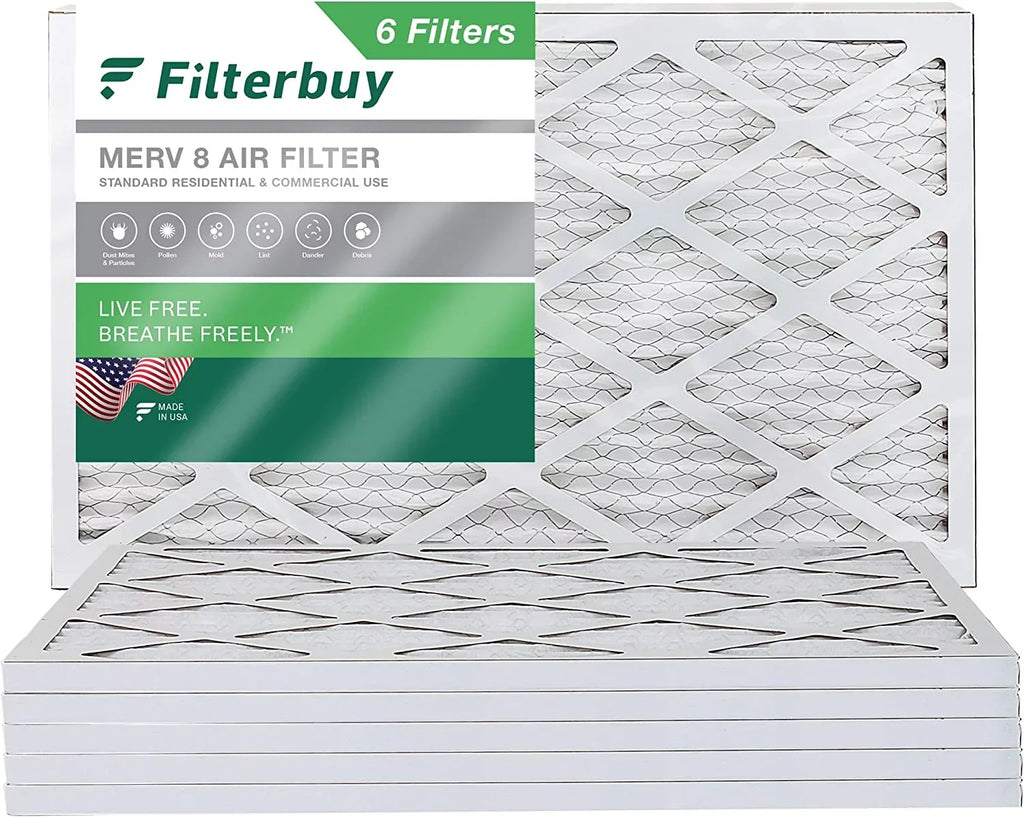 Filterbuy 12x27x1 MERV 8 Pleated HVAC AC Furnace Air Filters (6-Pack)