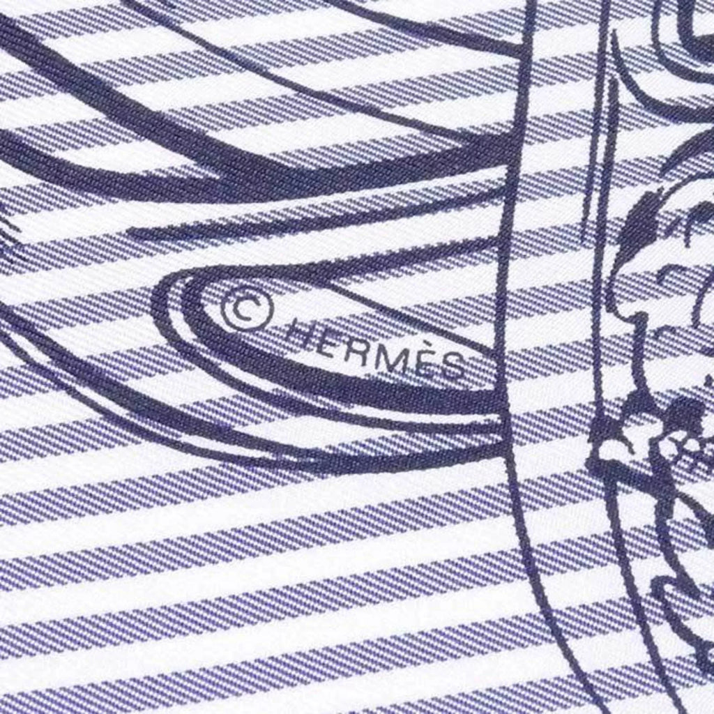 Pre-Owned Hermes HERMES scarf Carre 90 BRIDES de GALA silk navy x white ladies (Good)