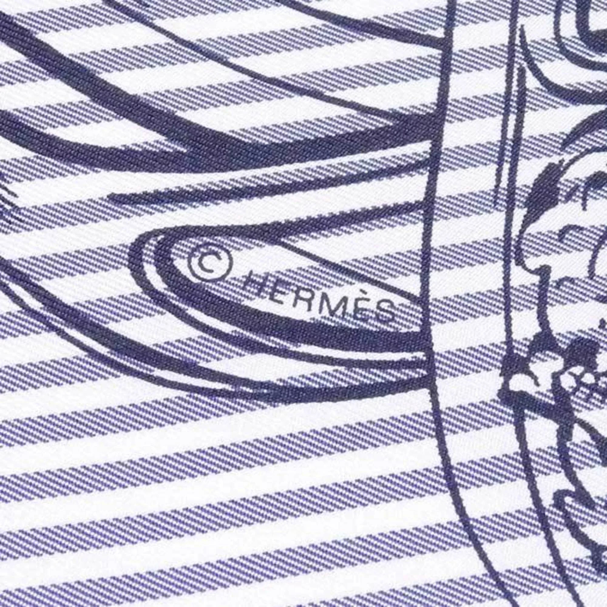 Pre-Owned Hermes HERMES scarf Carre 90 BRIDES de GALA silk navy x white ladies (Good)
