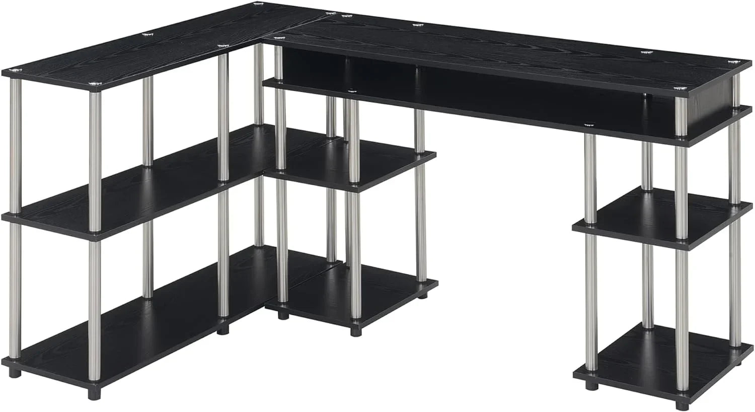 HOZO Designs2Go No Tools Office Contemporary Home Study, Modern Organization, 2-Piece Set (Desk, Console Table), Black