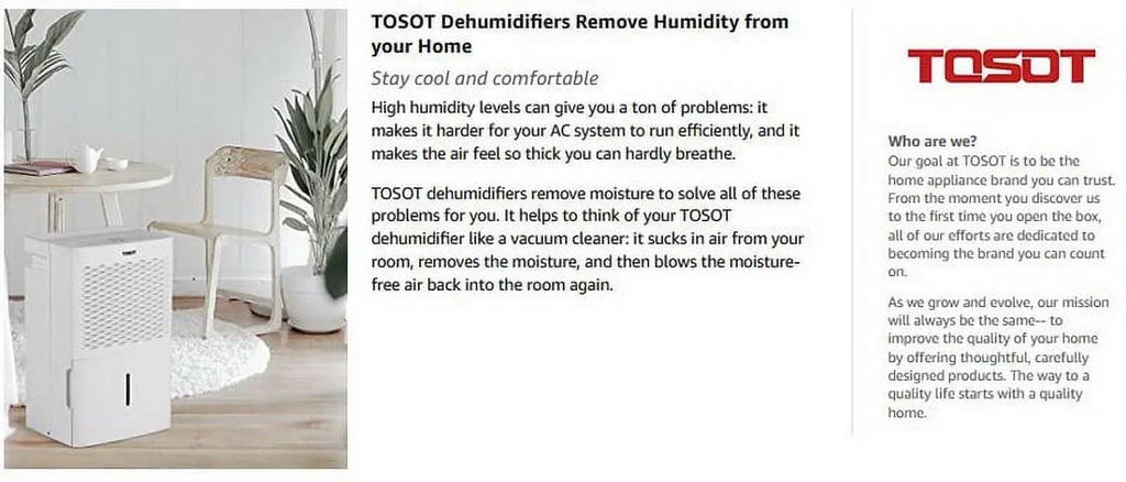 TOSOT 50 Pint 4500 Sq Ft Dehumidifier Energy Star Super Quiet (OPEN BOX) DI66
