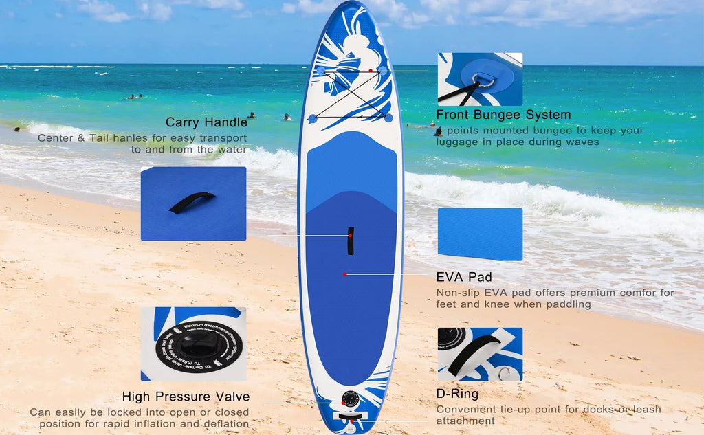 Inflatable Stand Up Paddle Board 10' x 30'' x 6'' Ultra-Light SUP, Non-Slip Deck, Premium SUP Accessories, Bottom Fin for Paddling