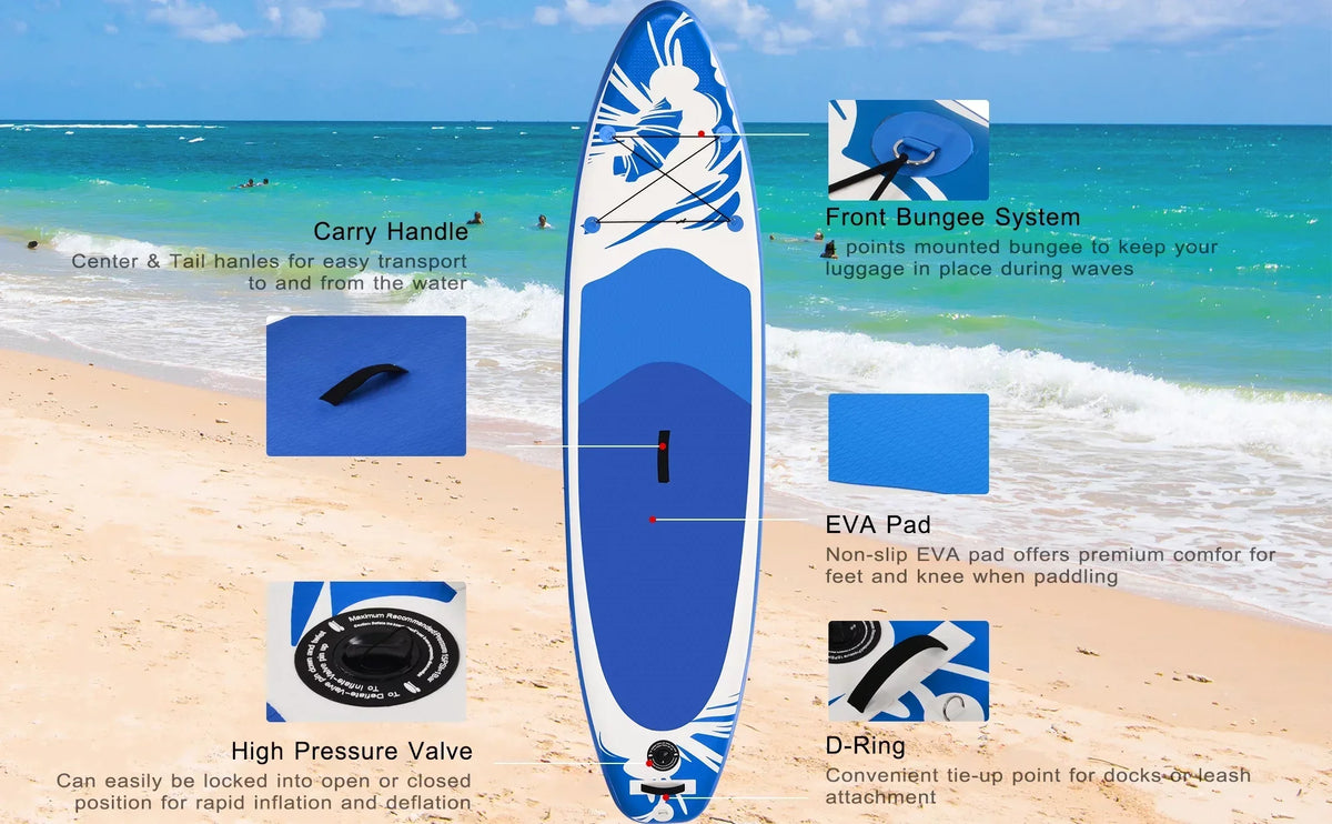 Inflatable Stand Up Paddle Board 10' x 30'' x 6'' Ultra-Light SUP, Non-Slip Deck, Premium SUP Accessories, Bottom Fin for Paddling