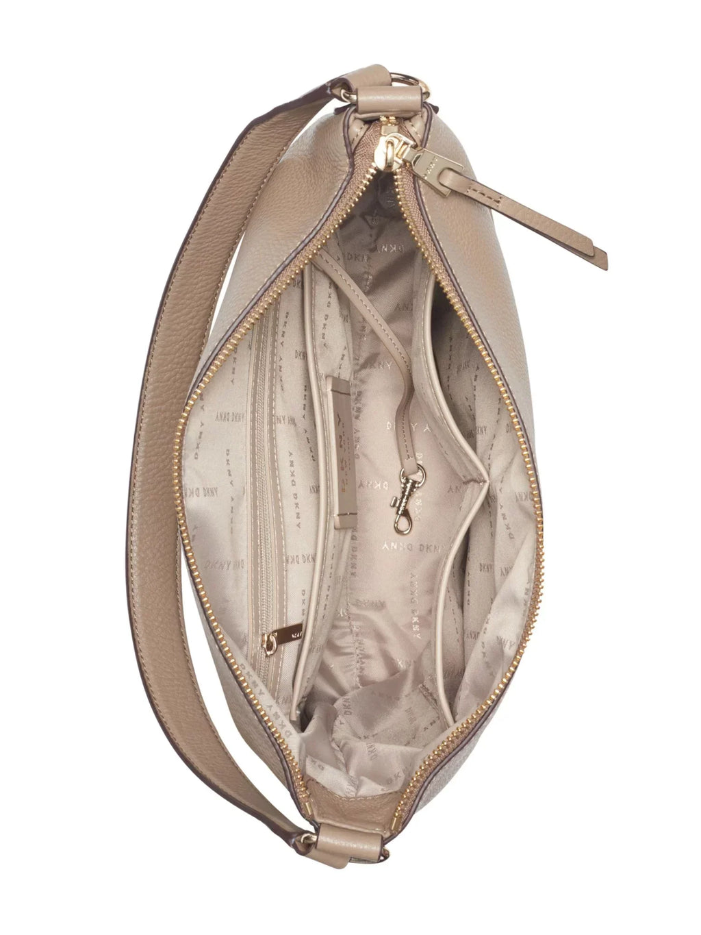 DKNY Women's Brown Leather Adjustable Strap Hobo Handbag Purse