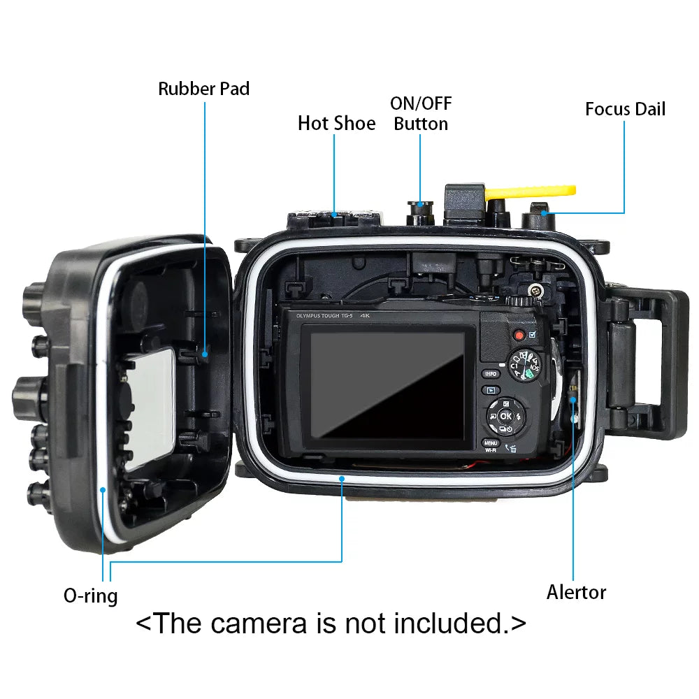 Sea frogs Camera Waterproof Housing Diving Case Protective Shell Underwater 60m/195ft Replacement for Olympus TG-5 Camera