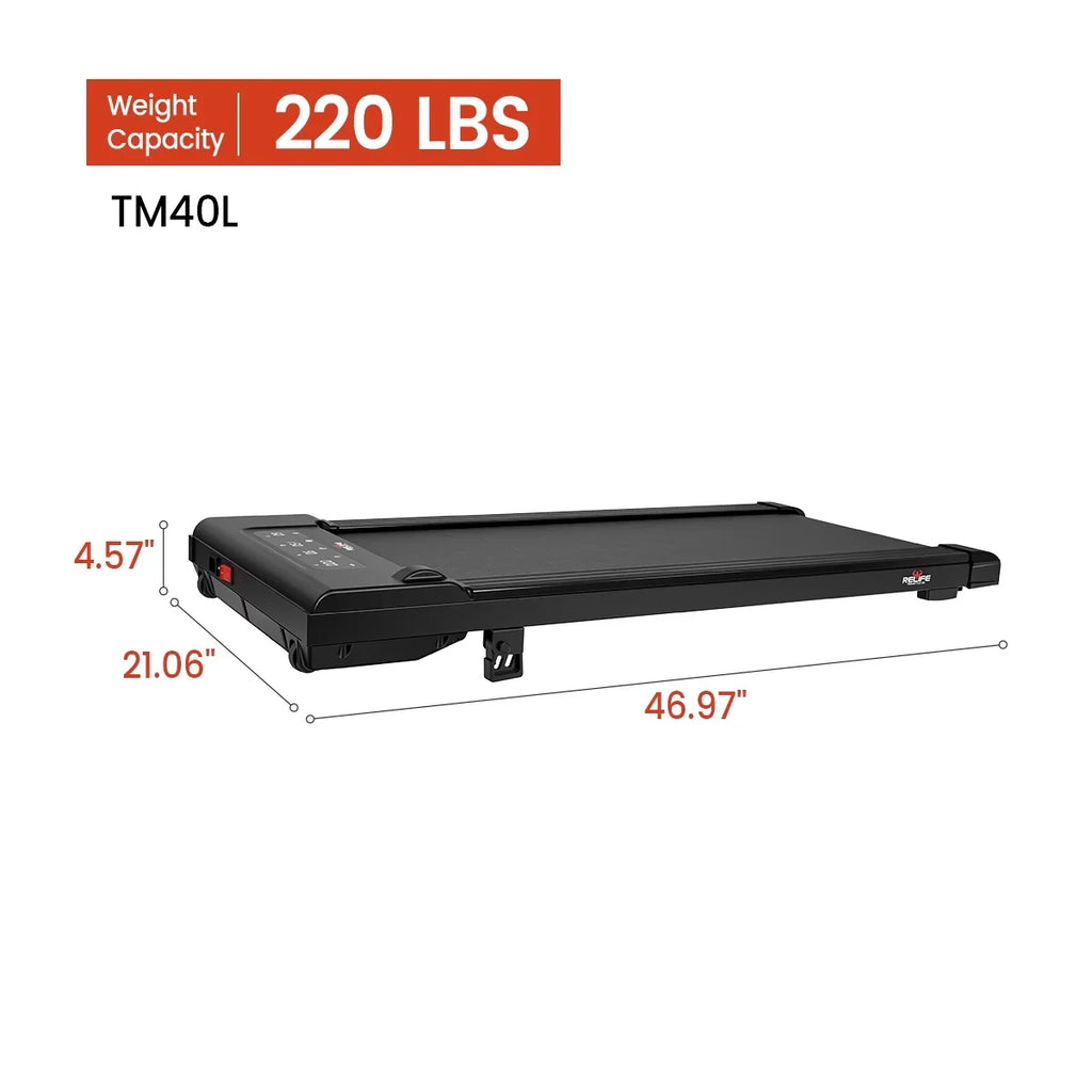 Relife SuperFit 0.5-4MPH Walking Pad Under Desk Treadmill Quiet 220 lbs Capacity Portable with LED Display Black