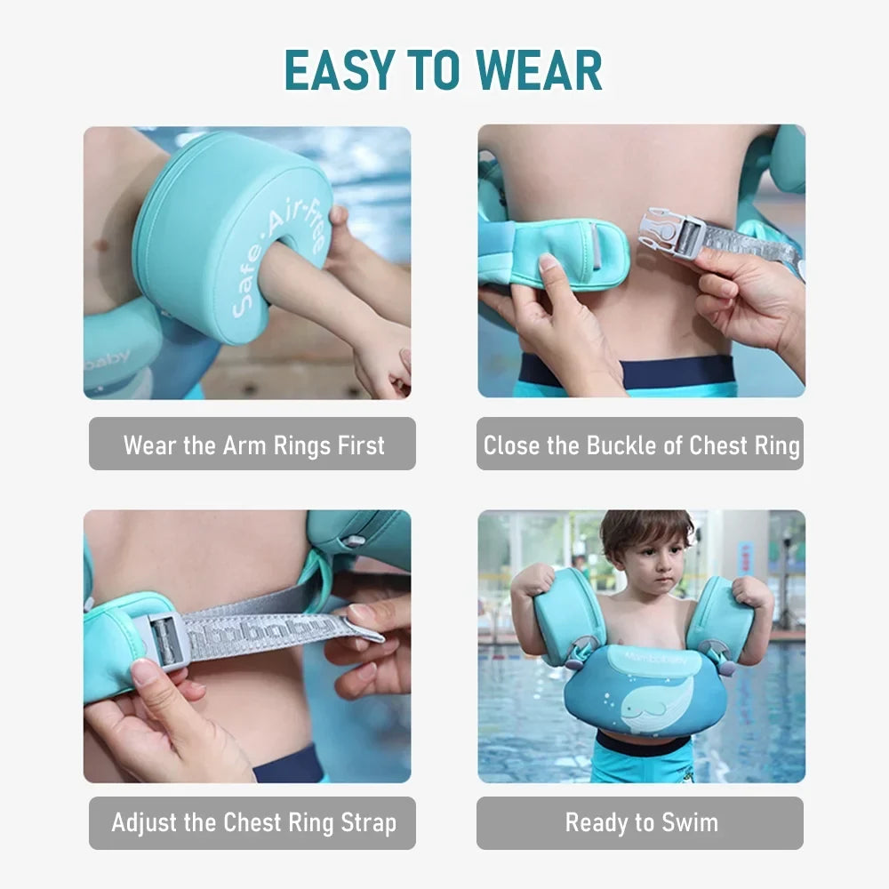 Mambobaby Mambobaby 3-in-1 Non-inflatable Kids Swim Vest  Jackets for Kids Boys Girls Swim Vest with Detachable Chest & Arm Rings for Age 3-6 Years Kids