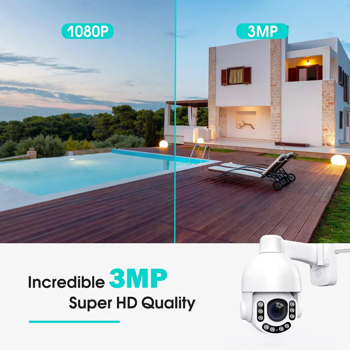 Netvue Outdoor Security Camera, 2K 3MP Home Surveillance Camera, PTZ Security Camera with Wifi Connection