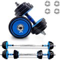 Fithood Adjustable Weights Dumbbells Set of 2, 44Lbs 2 in 1 Exercise & Fitness Dumbbells Barbell Set for Men Women