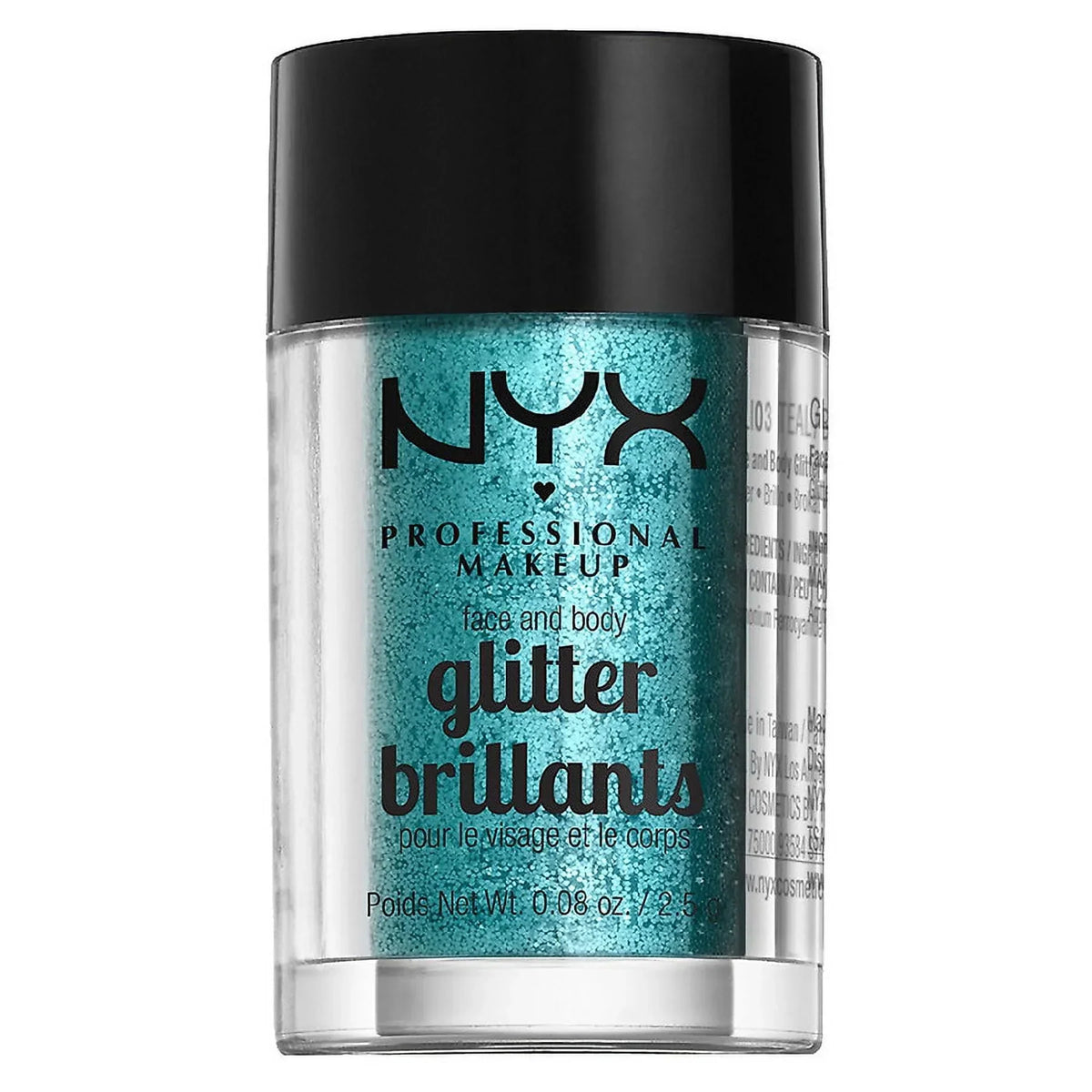 NYX Professional Makeup Face & Body Glitter, Teal 0.08 oz Pack of 2