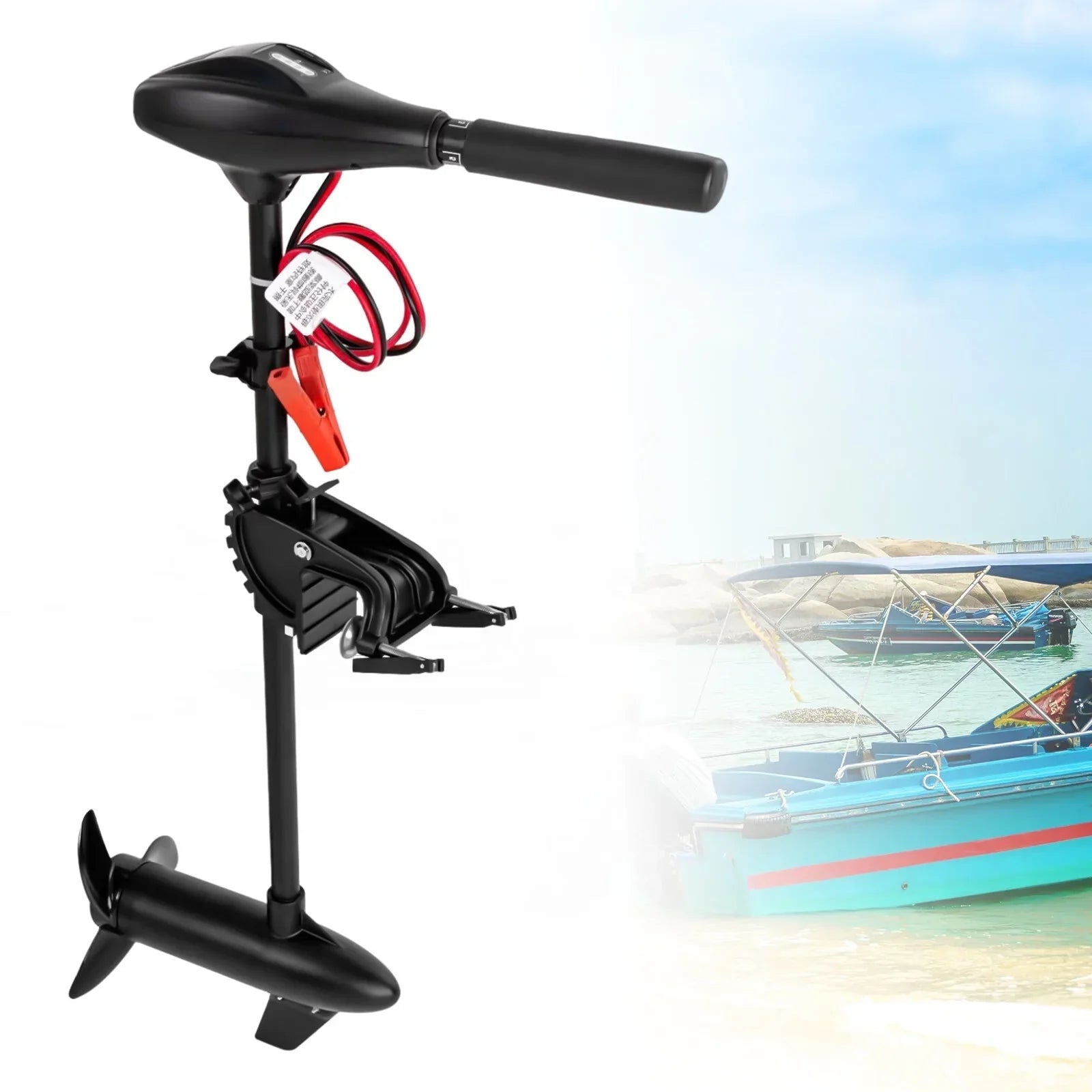 LOYALHEARTDY 58lbs Electric Outboard Motor Fishing Boat Engine Saltwater Brush Trolling Motor for Kayak Inflatable Boat