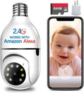 3MP Light Bulb Security Camera 2.4ghz,360 Degree Light bulb Camera Outdoor Indoor Full Color Day