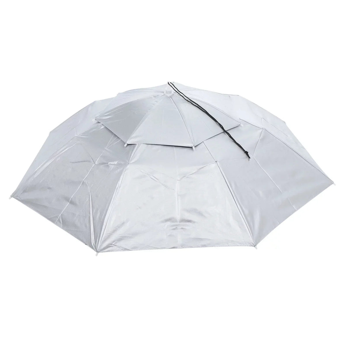 Uxcell OD 37.4" Umbrella Hat, Oxford Fabric Folding Double Layer Sun Rain Cap with Adjustable Strip, Silver