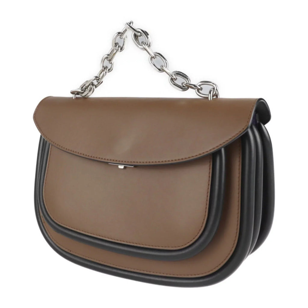 Pre-Owned MARNI Maruni shoulder bag SBMPZ12Q01 leather brown black 2WAY 3WAY handbag messenger shopping tote chain (Good)