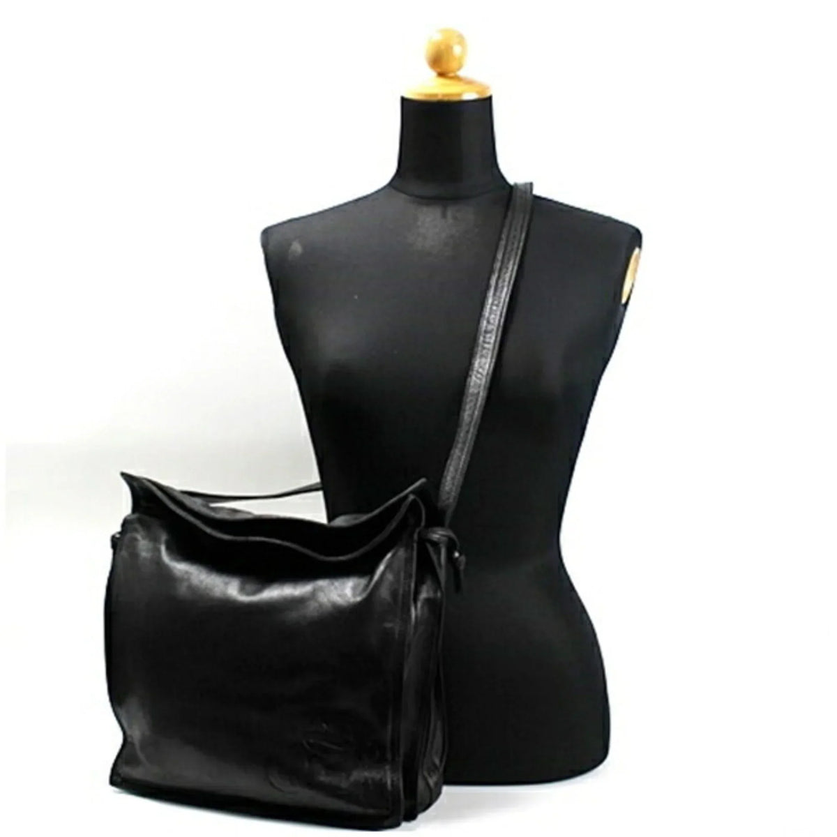 Pre-Owned LOEWE Anagram Shoulder Bag Leather Black Women's Soft (Fair)