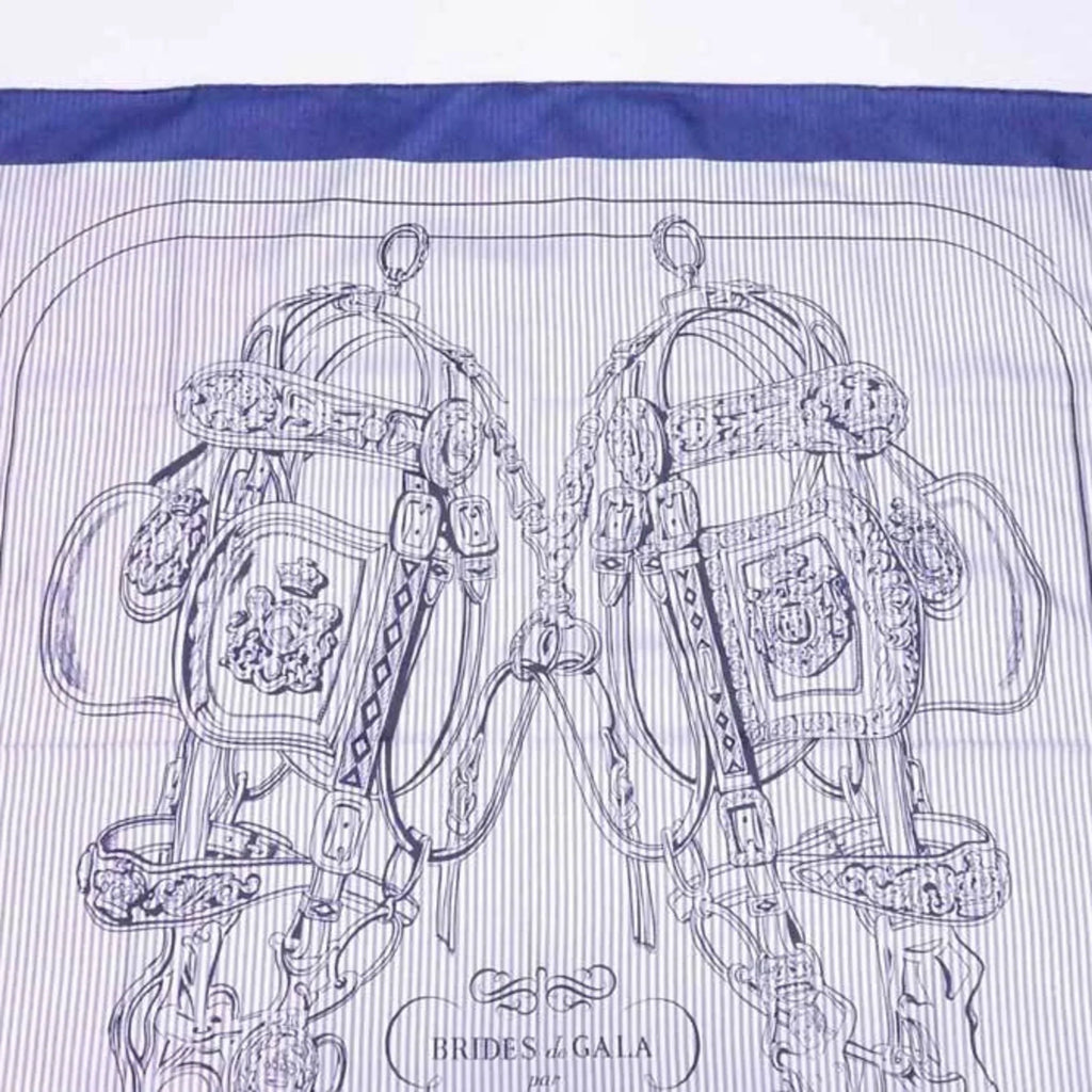Pre-Owned Hermes HERMES scarf Carre 90 BRIDES de GALA silk navy x white ladies (Good)