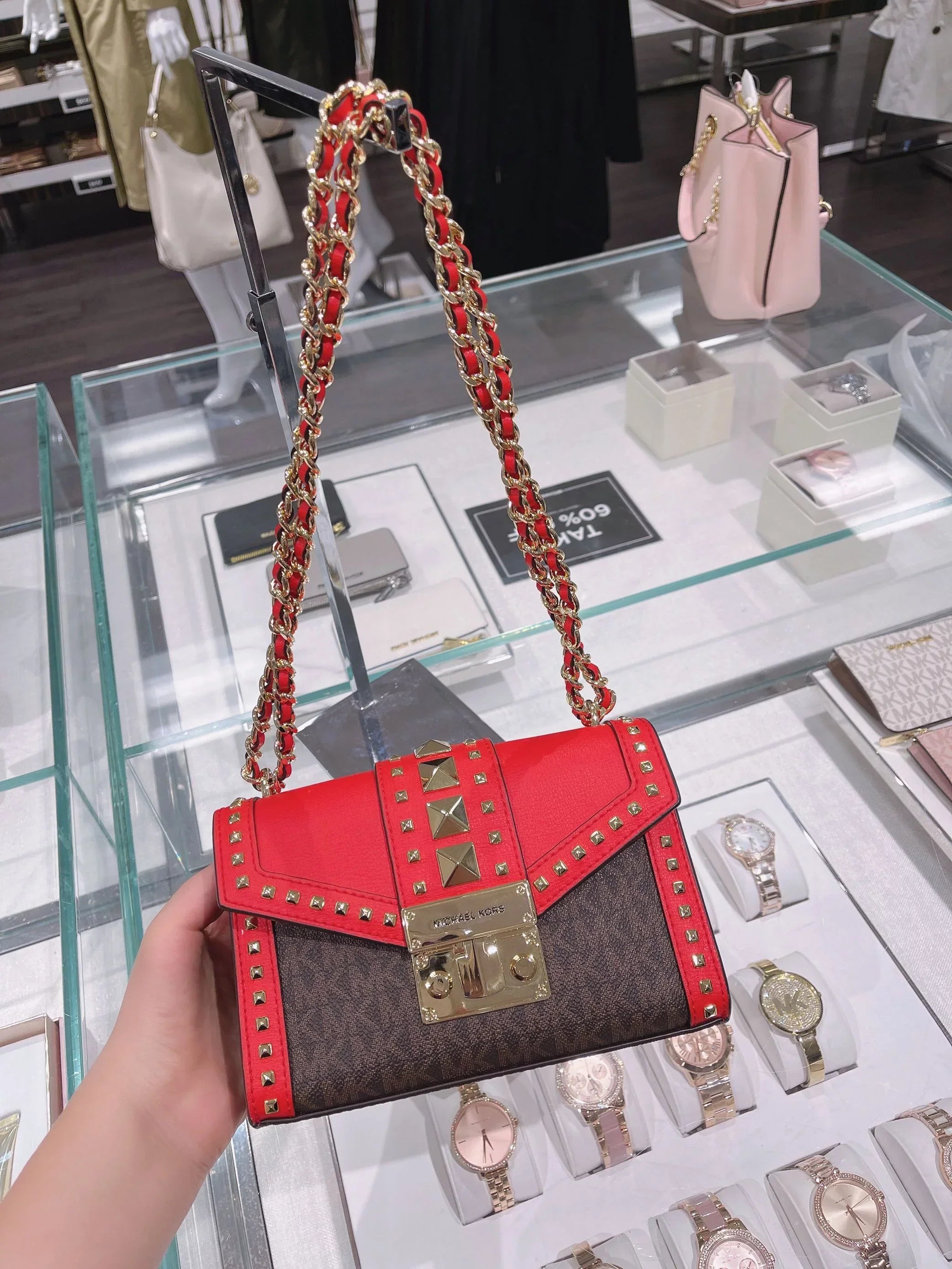 NWT MICHAEL KORS ROSE SMALL MINI CROSSBODY BAG LEATHER Dark Sangria Multi