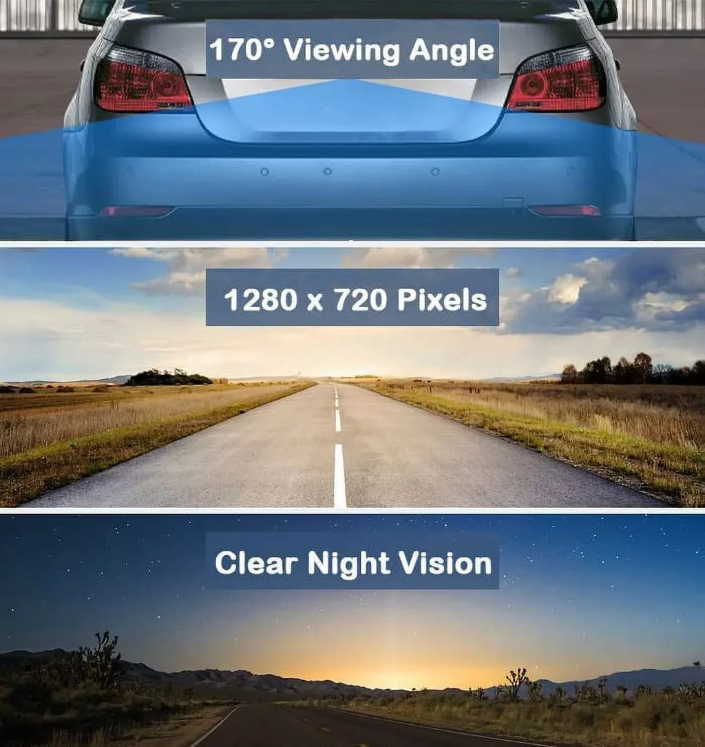 CAM115 Backup Camera Frame License Plate Compatible with Clarion, Dual, BOSS, Jensen, Stinger, Pioneer, SoundStream, Sony, Kenwood, JVC, Rockford Fosgate,