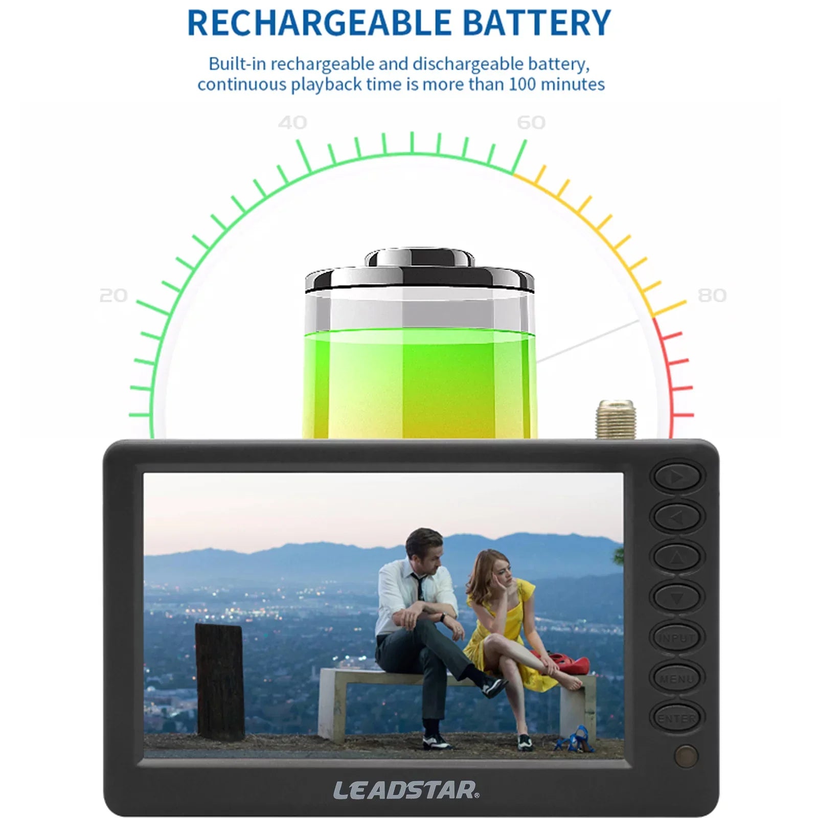 LEADSTAR D5 ATSC Portable Digital TV Player - 5-inch Screen, Pocket-Sized Car Television, Multimedia Player, Radio, TF Card and U Disk Playback, Includes Remote Control