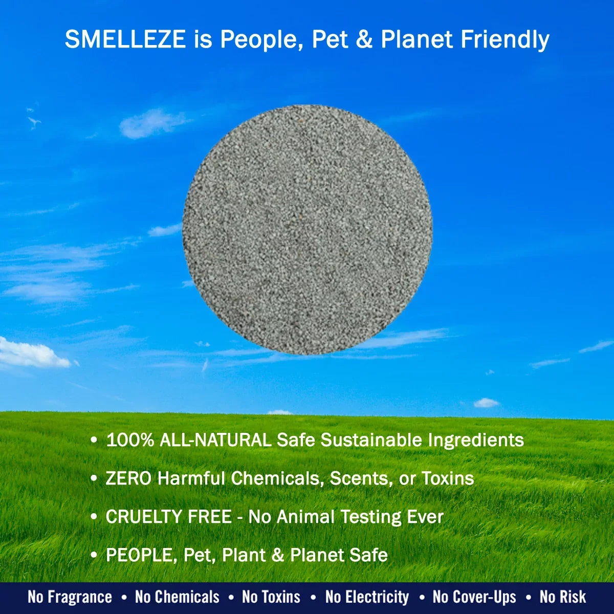 SMELLEZE Eco Cat Litter Odor Removal Additive: 50 lb. Granules Get Poop & Pee Stench Out Safely