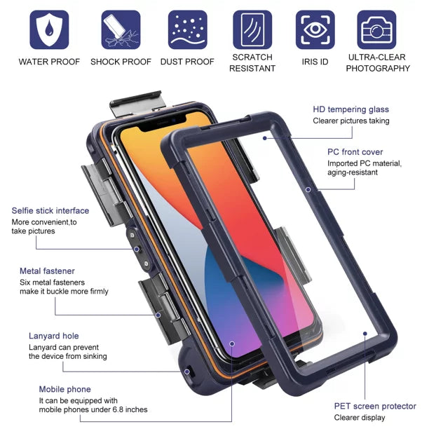 UrbanX Professional [15m/50ft] Swimming Diving Surfing Snorkeling Photo Video Waterproof Protective Case Underwater Housing for Tecno Camon 17 And all Phones Up to 6.9 Inch LCD with Lanyard